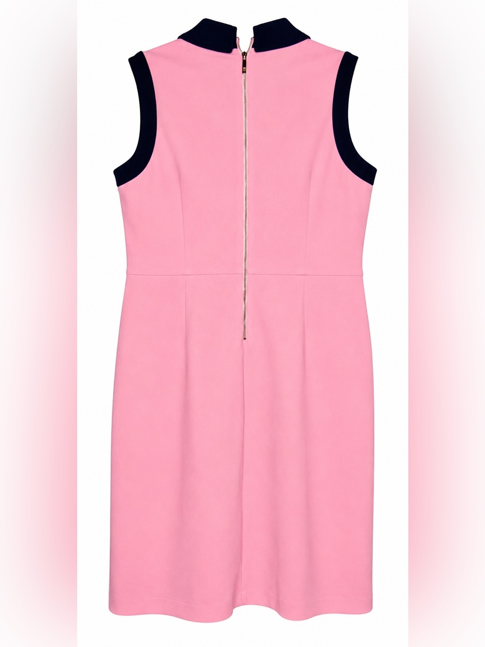 Tommy Hilfiger Pink & Black Sleeveless Shift Dress | Gold Buttons |Front Pockets - Picture 3 of 5